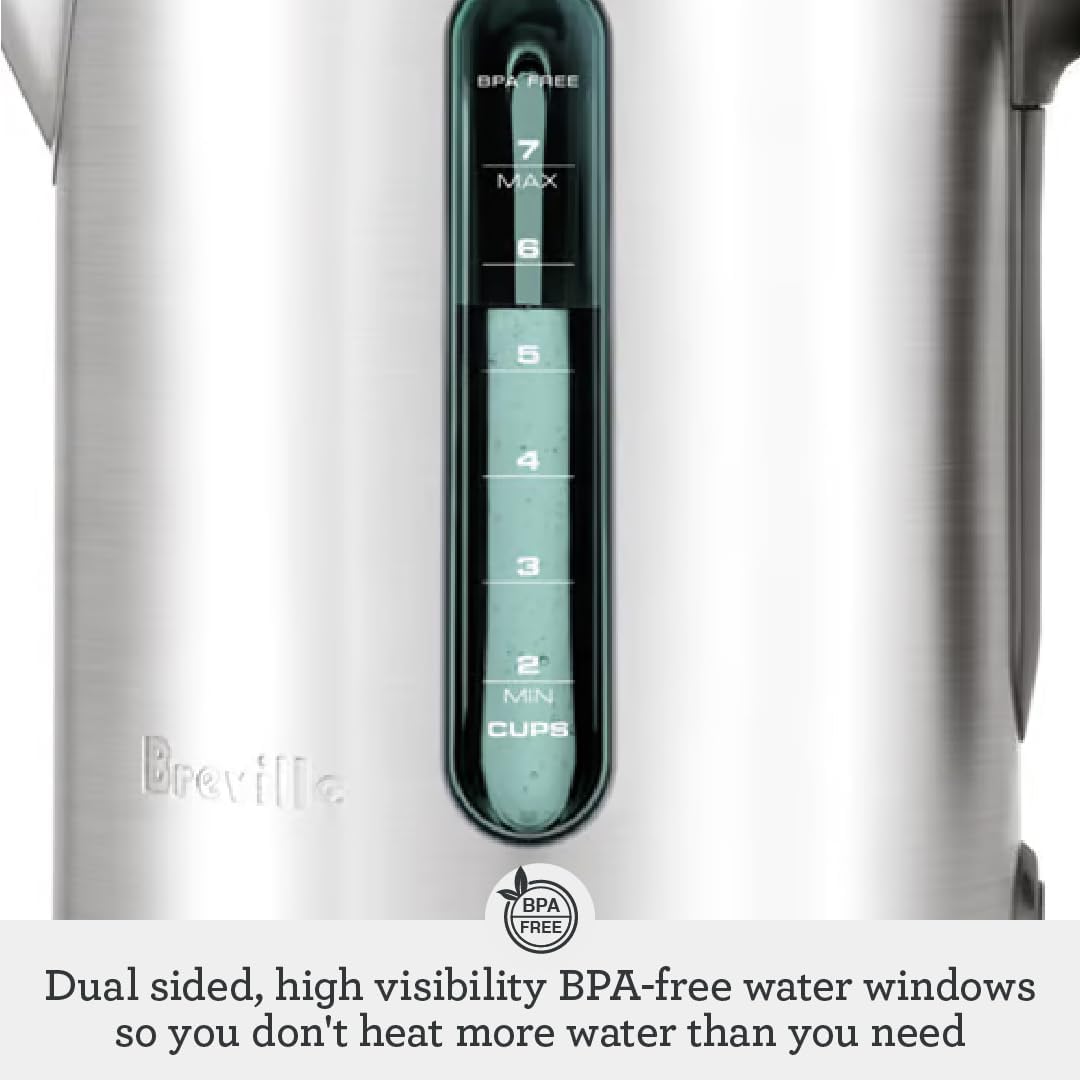 Breville BKE700BSS Soft Top Pure Hot Water Kettle, Brushed Stainless Steel | Quickly heat water for tea, coffee and instant meals with electric kettle featuring a soft-opening lid | 7 cup capacity