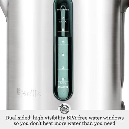 Breville BKE700BSS Soft Top Pure Hot Water Kettle, Brushed Stainless Steel | Quickly heat water for tea, coffee and instant meals with electric kettle featuring a soft-opening lid | 7 cup capacity