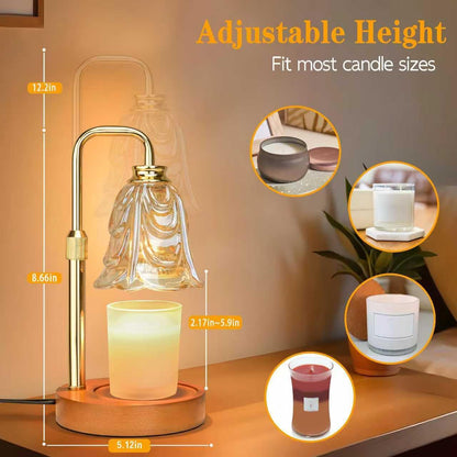 XJZJY Pink Flower Candle Warmer Lamp with Timer, Birthday Gifts for Women