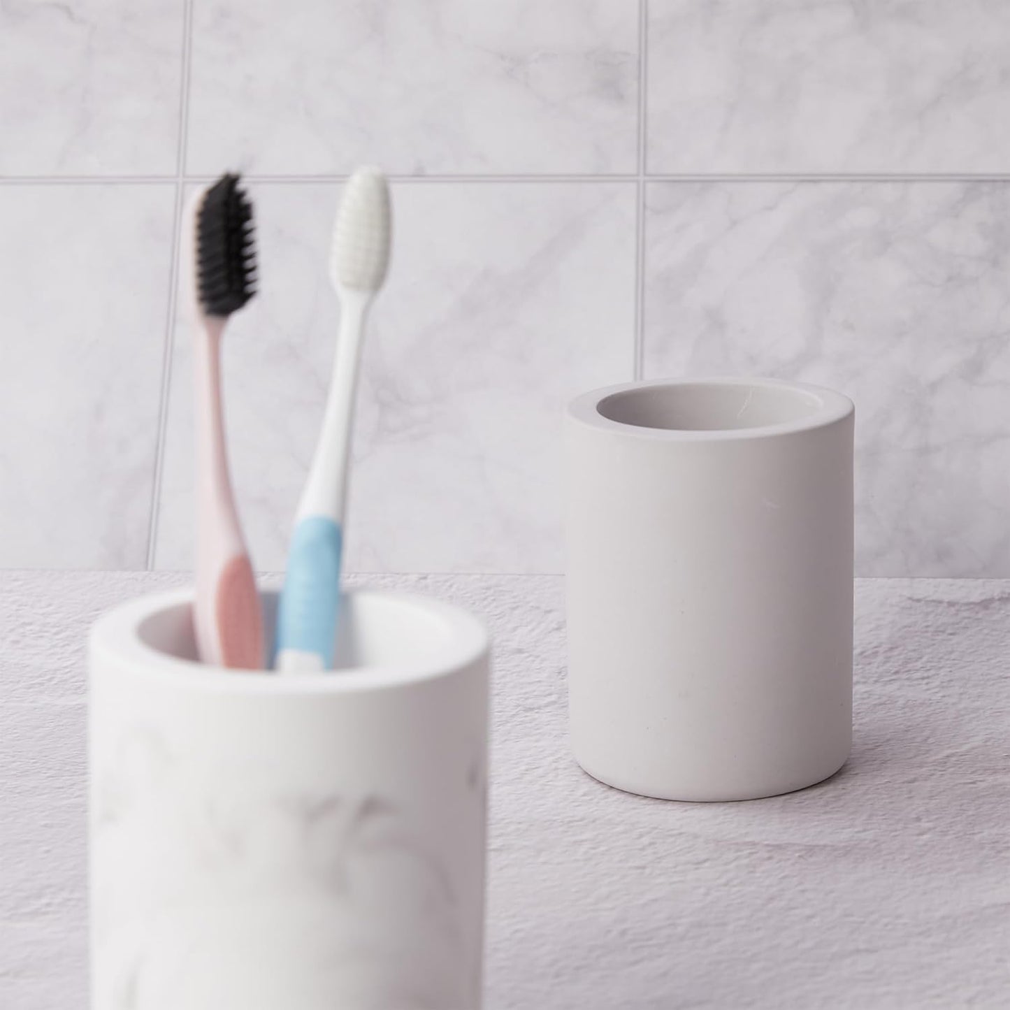 Drying Stone Toothbrush Holder, Diatomite Toothbrush Holders for Bathroom Counter, Quick Drying Electric Toothbrush and Toothpaste Holder Bathroom Organizer, Marble White