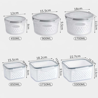 4-in-1 Produce Saver Containers - Fresh Berry Keeper with Removable Colander & Airtight Lid - Stackable Fruit and Vegetable Fridge Organizer Bins - BPA-Free Plastic Food Storage (3pcs)
