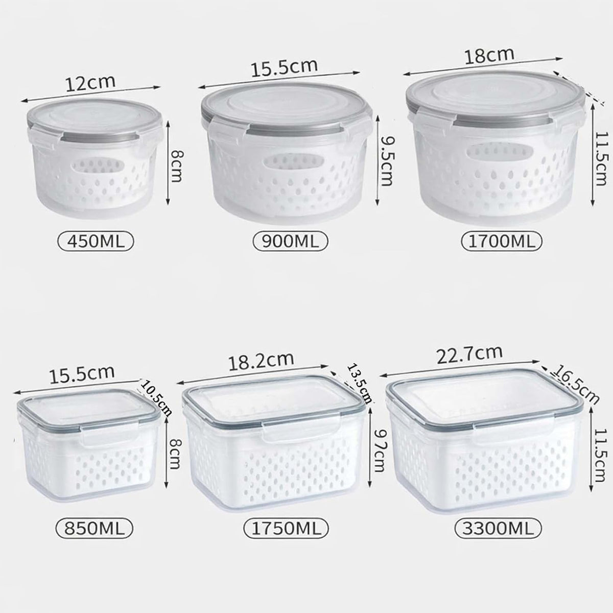 4-in-1 Produce Saver Containers - Fresh Berry Keeper with Removable Colander & Airtight Lid - Stackable Fruit and Vegetable Fridge Organizer Bins - BPA-Free Plastic Food Storage