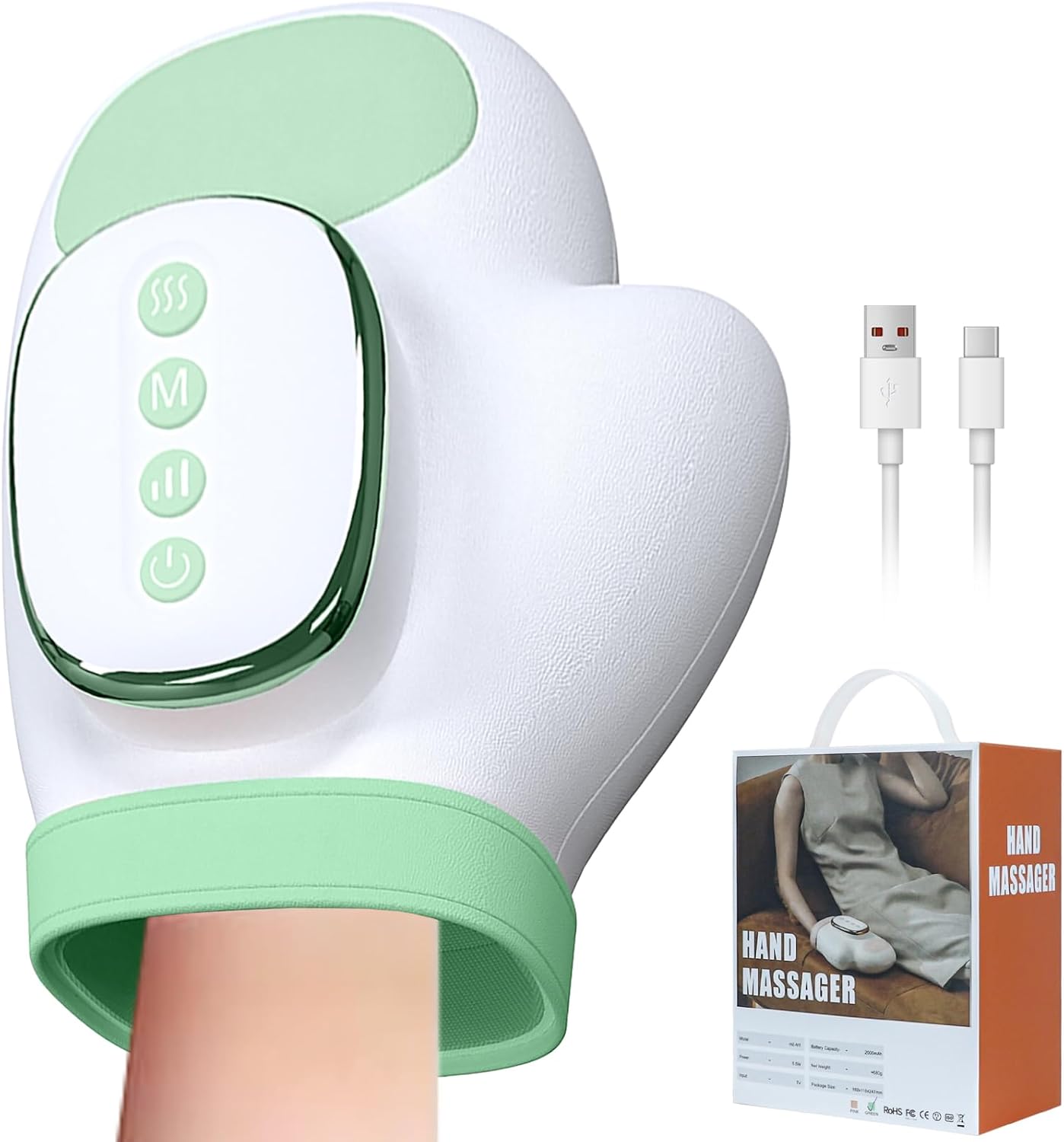 Neck and Shoulder Massager,Portable Shiatsu Back Massage Hand-Shaped Deep Tissue 4D Kneading Massager with Heat for Pain Relief and Muscle Relax,Gifts for Women Men,(Green)