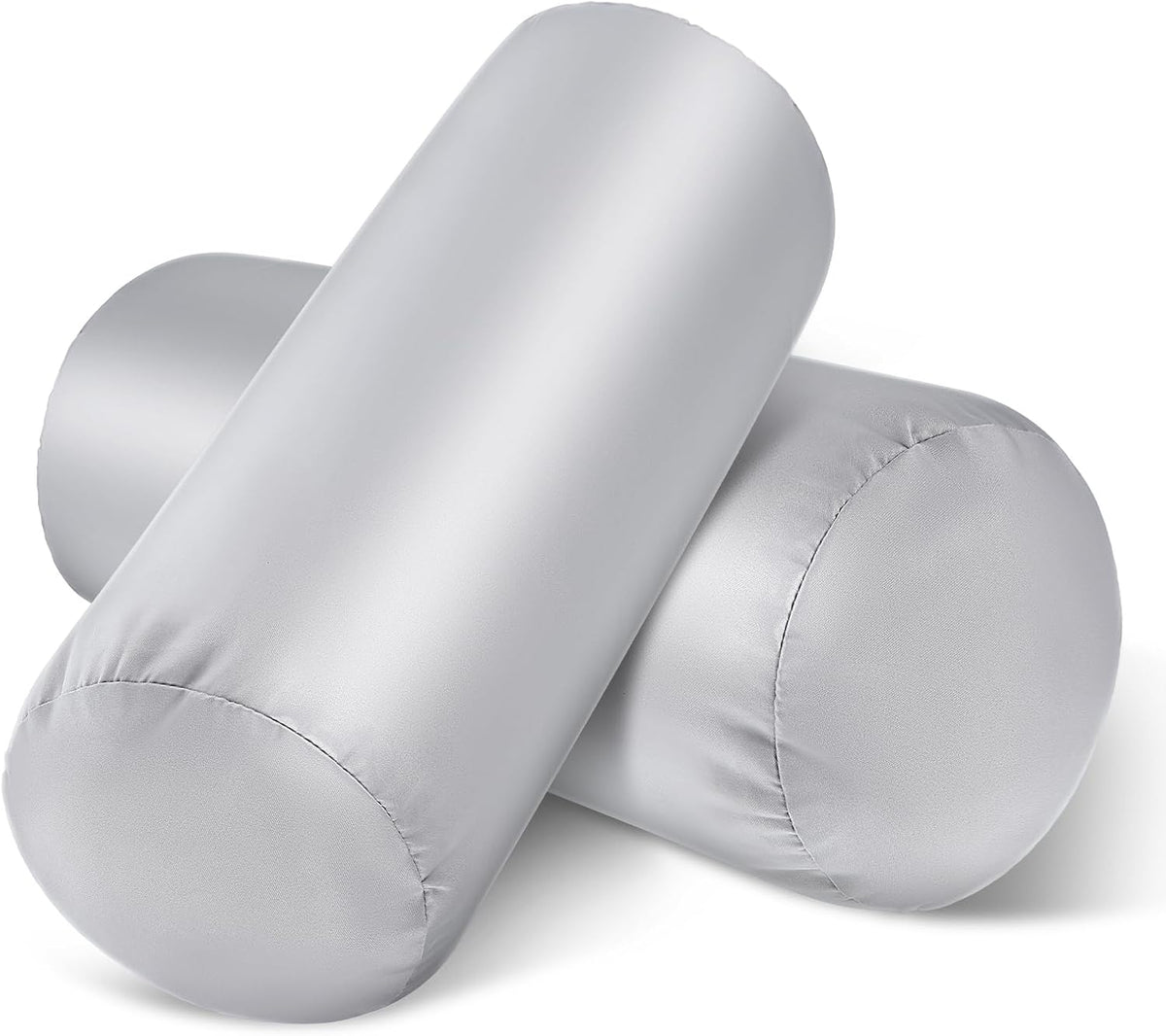 2 Packs Round Neck Pillow Case Covers, 16x5.9inch Cervical Neck Roll Pillow Cover Soft Round Pillow Covers with Zipper Bolster Pillowcases Silk Pillow Case Covers for Hair & Skin(Only Case)