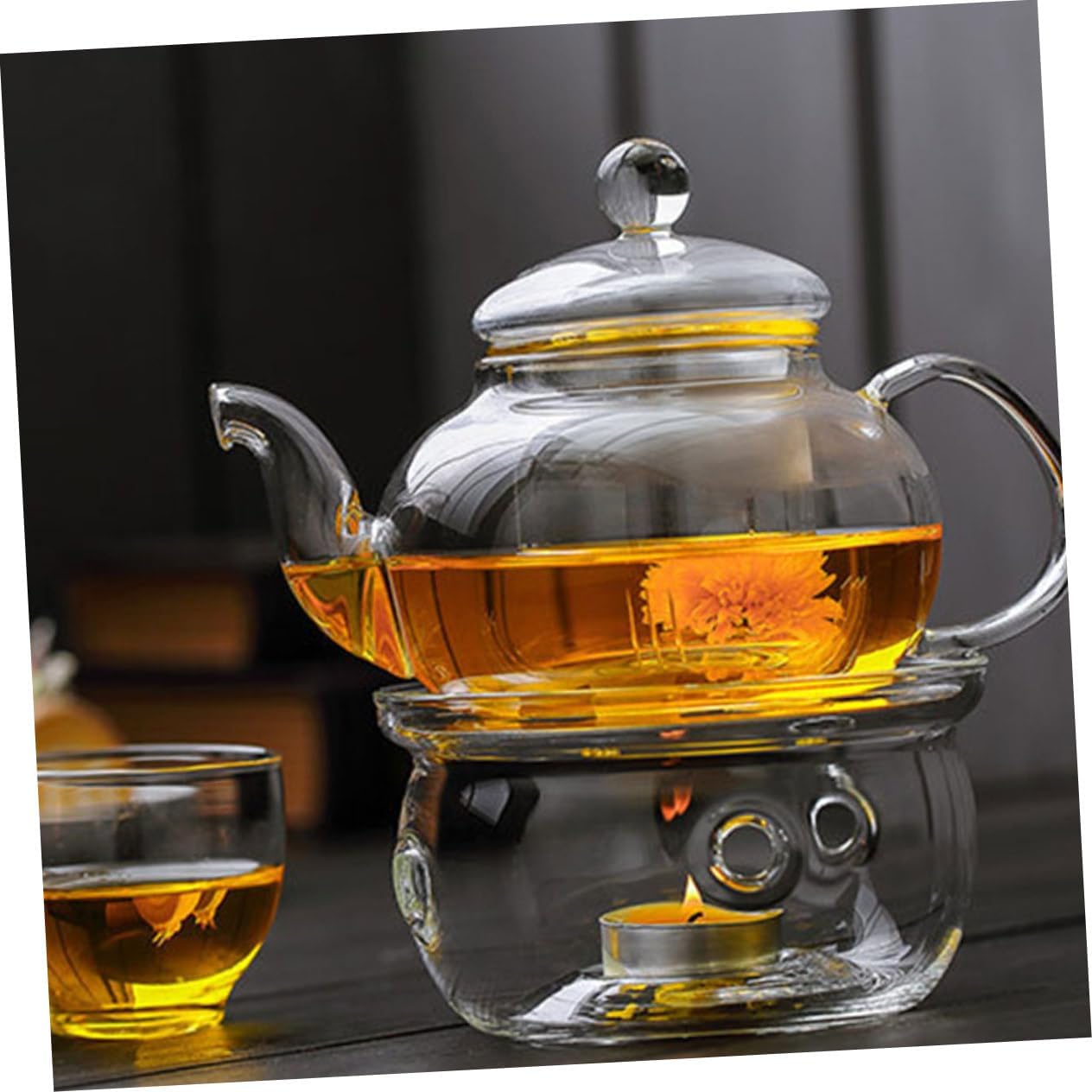 1pc Insulated Glass Base Heating Stand for Teapot Practical and Stylish Design for Home Tea Parties Keeps Tea Warm Without Candle
