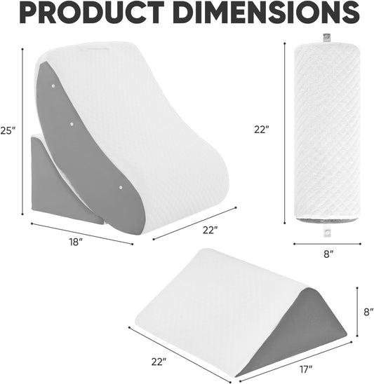 OAISZ 4PCS Wedge Pillow Set for After Surgery, Adjustable Bed Wedges, Gery