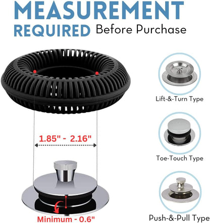 TubRing Pop-Up Drain Protector & Strainer Silicone Hair Catcher, Aqua | Easy snap-in design fits around bathtub stoppers. Customizable utility guard for clog prevention. Fits 1.85"- 2.16" drains.