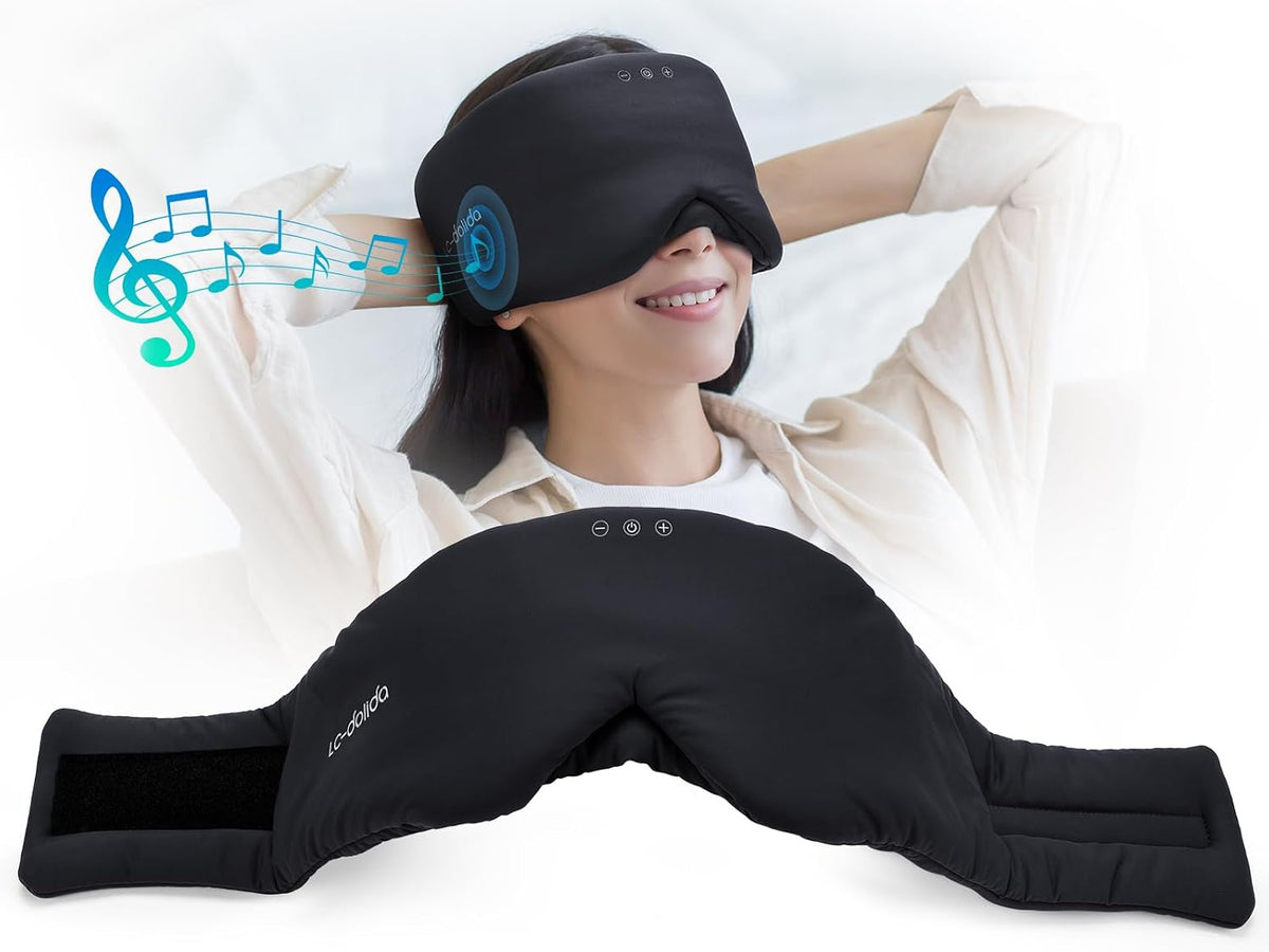Luxury Bluetooth 5.4 Sleep Mask for Adults - Ice Fiber Cooling & HD Sound, 100% Light Blocking Adjustable Eye Cover for Travel & Side Sleepers - Soft Sleep Headphones with 10H Playtime