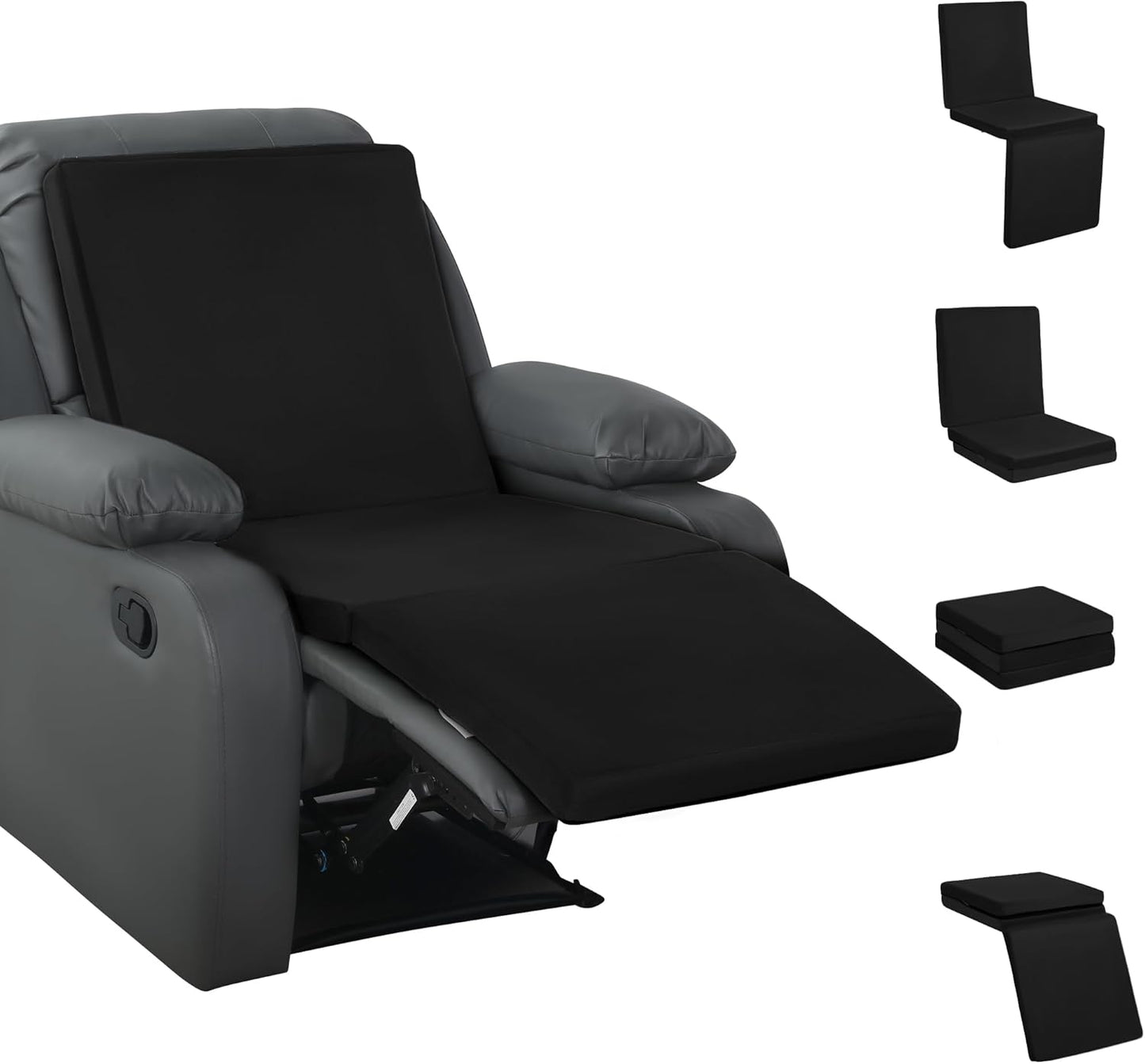 HOMBYS 3-in-1 Recliner Seat Cushion with Lumbar Support Pillow & Footrest, Multi-Functional Adjustable Height 2" to 6" for You to Choose, Non-Slip Foam Chair Cushion for Elderly, Brown