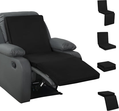 HOMBYS 3-in-1 Recliner Seat Cushion with Lumbar Support Pillow & Footrest, Multi-Functional Adjustable Height 2" to 6" for You to Choose, Non-Slip Foam Chair Cushion for Elderly, Brown