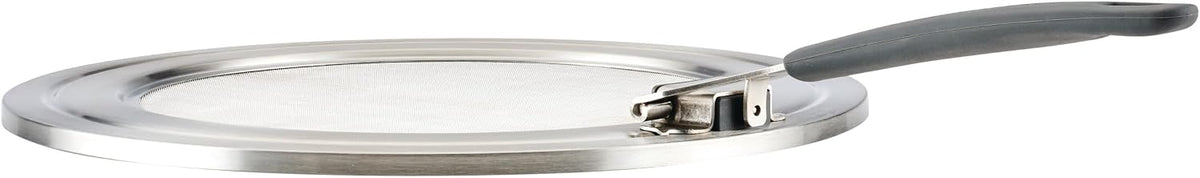 Circulon Tools and Gadgets Universal Splatter Guard Mesh Grease Cover for Pots and Pans Protects Stove, Countertop, and Kitchen from Oil when Frying, 13 Inch Splatter Guard - Stainless Steel