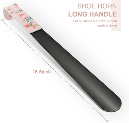 16.5 Inch Long Handle Shoe Horn for Seniors Men Women Kids, Metal Shoe Horns for Boots