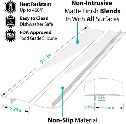 Stove Counter Gap Cover - 25 Inch Silicone Stove Gap Filler 2 Pack White | Kitchen silicone oven gap filler, countertop strips gap guard, easy to clean; white counter gap cover,crack guard for counter