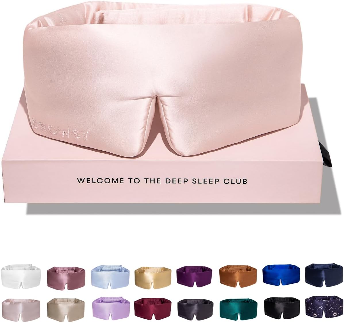 DROWSY Silk Sleep Mask - Face-Hugging, Padded Cocoon for Luxury Sleep in Total Darkness - 100% Pure Mulberry Silk, Skin-Hydrating & Adjustable (Midnight Blue)