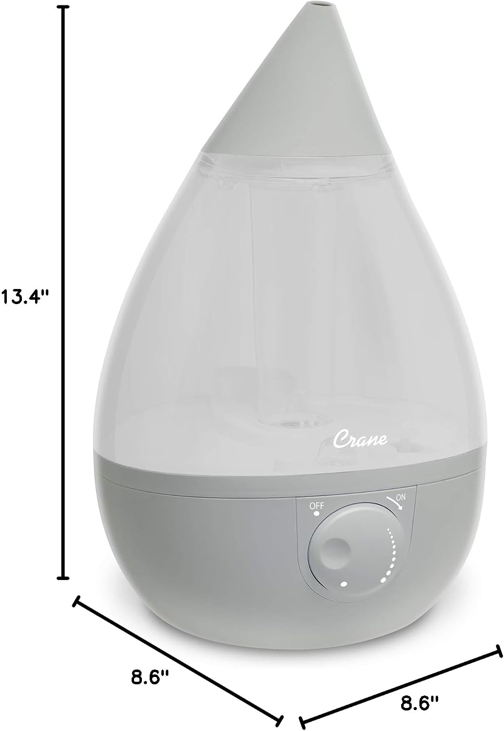 Crane Ultrasonic Cool Mist Humidifier for Bedroom, Baby Nursery, Kids Room, Plants, or Office, Large 1 Gallon Tank, Filter Optional, Blue and White