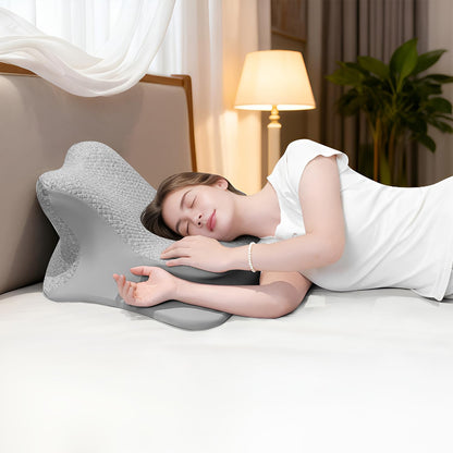 Reading Pillow for Bed, Leaning, Lying and Prone, Ergonomic Memory Foam Bed Wedge Pillow for Headboard, Floor Cushions, Chin & Back Support Pillows on Bedrest Couch Floor- Grey