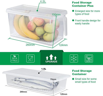SILIVO Fruit Storage Containers for Fridge (3 Pack) - 1.5L Produce Saver Containers for Refrigerator with Removable Drain Tray Keep Fresh for Produce, Bacon, Fruits and Vegetables