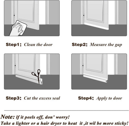 [2Pack Large Door Sweep] Huge Gap Door Draft Stopper, 3-2/5"W x 39" L Door Bottom Seal with Wider Strong Adhesive for Interior/Exterior Doors - Guard Against Drafts, Dust, Noise and Animals-White