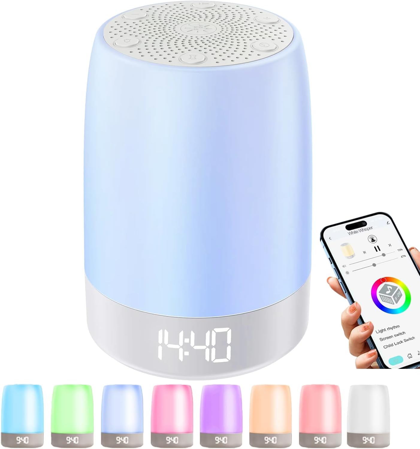 Teen Sound Machine White Noise Machine with 32 Soothing Sounds, Bluetooth Speaker Alarm Clocks for Bedrooms with Wake up Light, Night Light for Kids, Gifts for Teenage Girls Boys Women