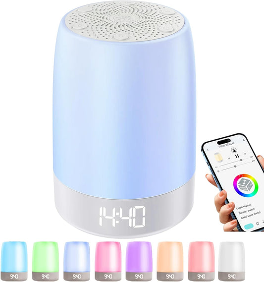 Teen Sound Machine White Noise Machine with 32 Soothing Sounds, Bluetooth Speaker Alarm Clocks for Bedrooms with Wake up Light, Night Light for Kids, Gifts for Teenage Girls Boys Women