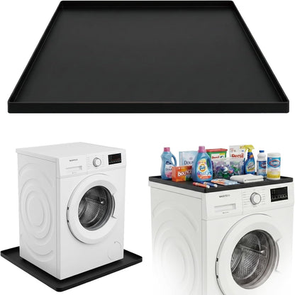 28.7” x 28.7” Washing Machine Drain Pan, Silicone Washer Pan, Black | 2cm Raised Waterproof Edge, Washer and Dryer Mat for Floor Protection, Fits Compact Washers Up to 4.0 Cu.Ft.