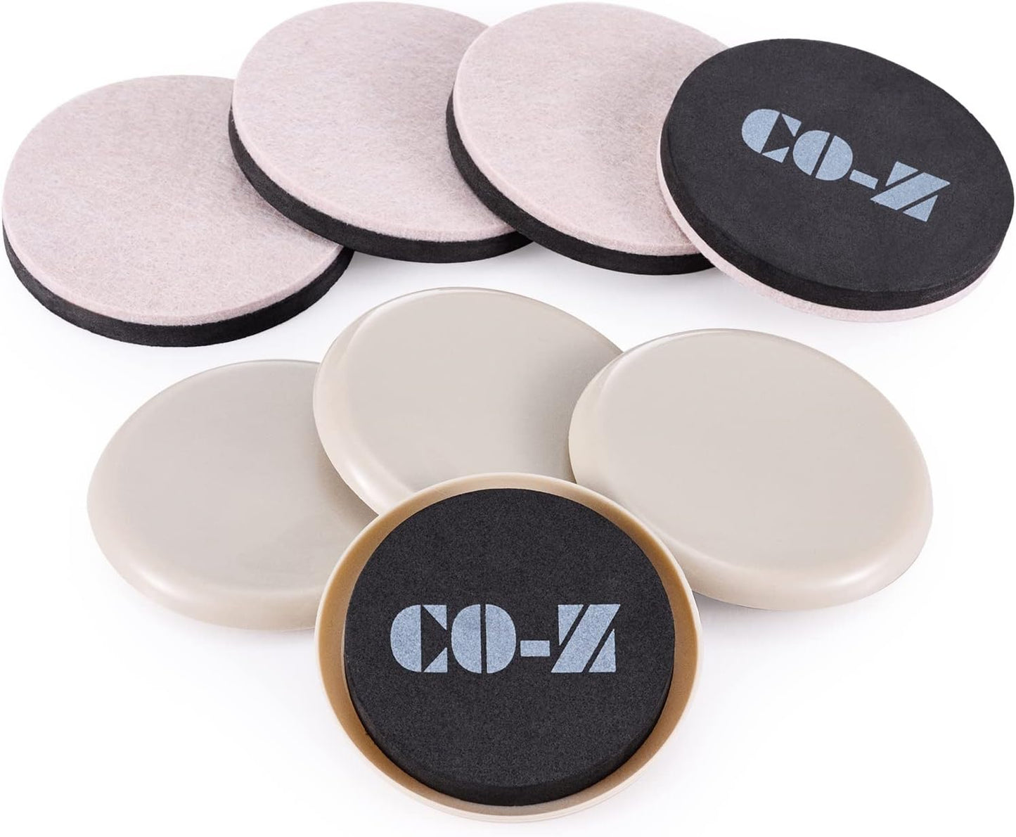 CO-Z Felt Furniture Sliders - 16 Pack with 8 Plastic & 8 Felt Sliders, 3 1/2" Reusable Furniture Sliders for Carpet Hardwood Floors, Heavy-Duty Furniture Gliders Movers, Moving Pads for Hard Surfaces