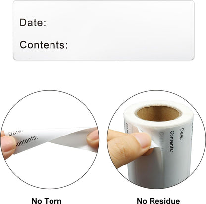 Hitefu 500 Pcs 1x3 Inch Freezer Labels, Removable No Residue Food Storage Containers Labels for Food Containers, Mason Jars & Kitchen Storage, Oil & Water Resistance