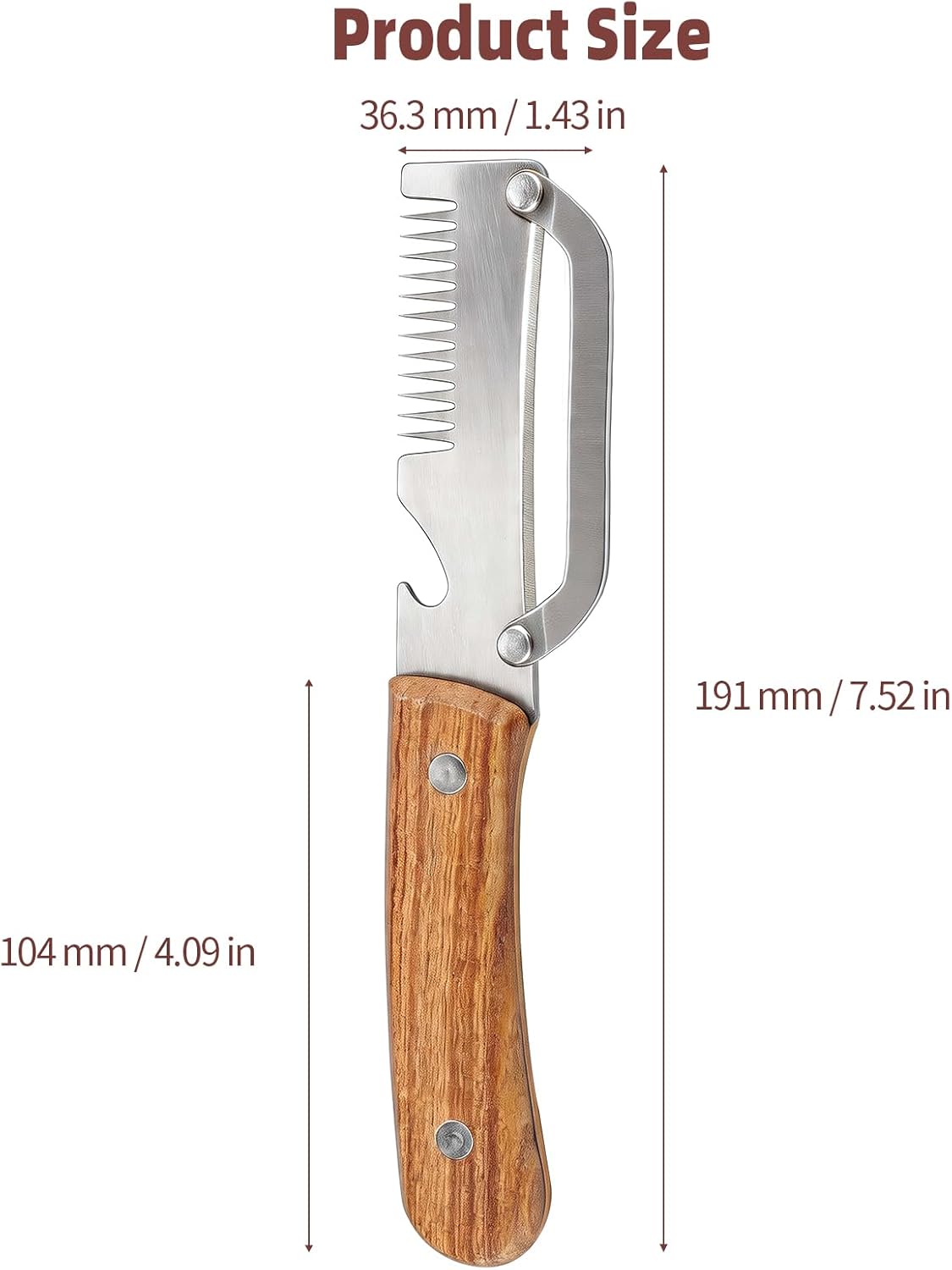 Julienne Peeler Vegetable Peeler for Veggie Potato Carrot(2 Pack) | Multifunctional Cabbage Shredder | 3 in 1 Peeler and Julienne Shredder Tool | Wooden Handle | Bottle Opener