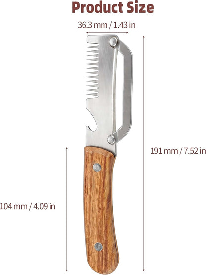 Julienne Peeler Vegetable Peeler for Veggie Potato Carrot(2 Pack) | Multifunctional Cabbage Shredder | 3 in 1 Peeler and Julienne Shredder Tool | Wooden Handle | Bottle Opener