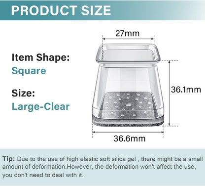 Ansible 24 Pcs Chair Leg Floor Protectors Square | Silicone Felt Furniture Leg Pads Caps Covers for Hardwood Floors (Fit:1-1/16" to 1-5/8")