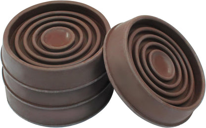 Hordion 4PCS 1-3/4" Furniture Caster Cups, Round Rubber Furniture Pad Brown | Non-Slip Floor Protector for Couch Table Chair Cabinet