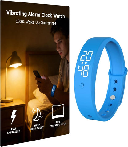 Vibrating Alarm Clock Watch for Heavy Sleepers, Silent Wake Up Bracelet & Smart Wristband, Wearable Vibration Wrist Alarm, Non-Audible Sleep Wristband for Men & Women