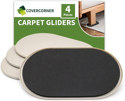 Furniture Sliders for Carpet 8 PCS - 3 1/2" Beige | Furniture Moving Sliders, Chair Leg Floor Protectors, Carpet Sliders for Furniture - Move Your Furniture Easily & Safely