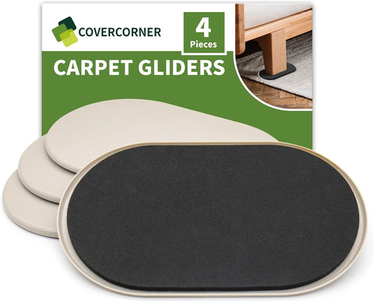 Furniture Sliders for Carpet 8 PCS - 3 1/2" Beige | Furniture Moving Sliders, Chair Leg Floor Protectors, Carpet Sliders for Furniture - Move Your Furniture Easily & Safely