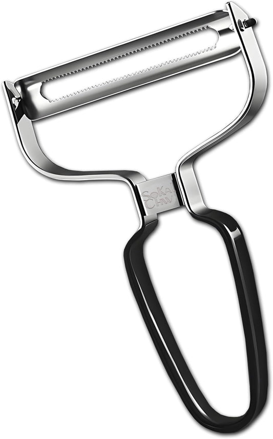 Larger Wide Mouth Kitchen Vegetable Peelers Cabbage Peeler (Serrated Y- Peeler) (Red)