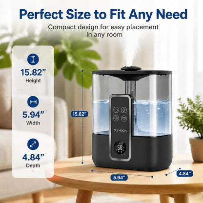 FLYMOON Top Fill 5L Cool Mist Humidifiers with 28dB | Tuya App & Touch Control, Auto-Off, 12H Timer, 50 Hour Runtime, Ultra-fine Mist, Ideal for Bedrooms