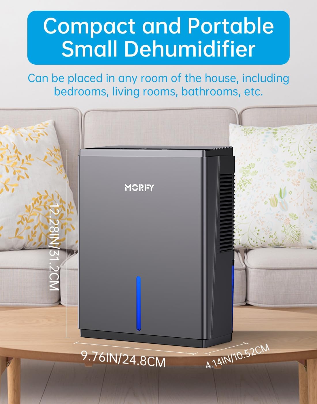 MORFY Dehumidifier, Small Dehumidifier for Bedroom Bathroom RV with Auto Shut Off, Compact Quiet Dehumidifiers for Room Home Closet Laundry Room