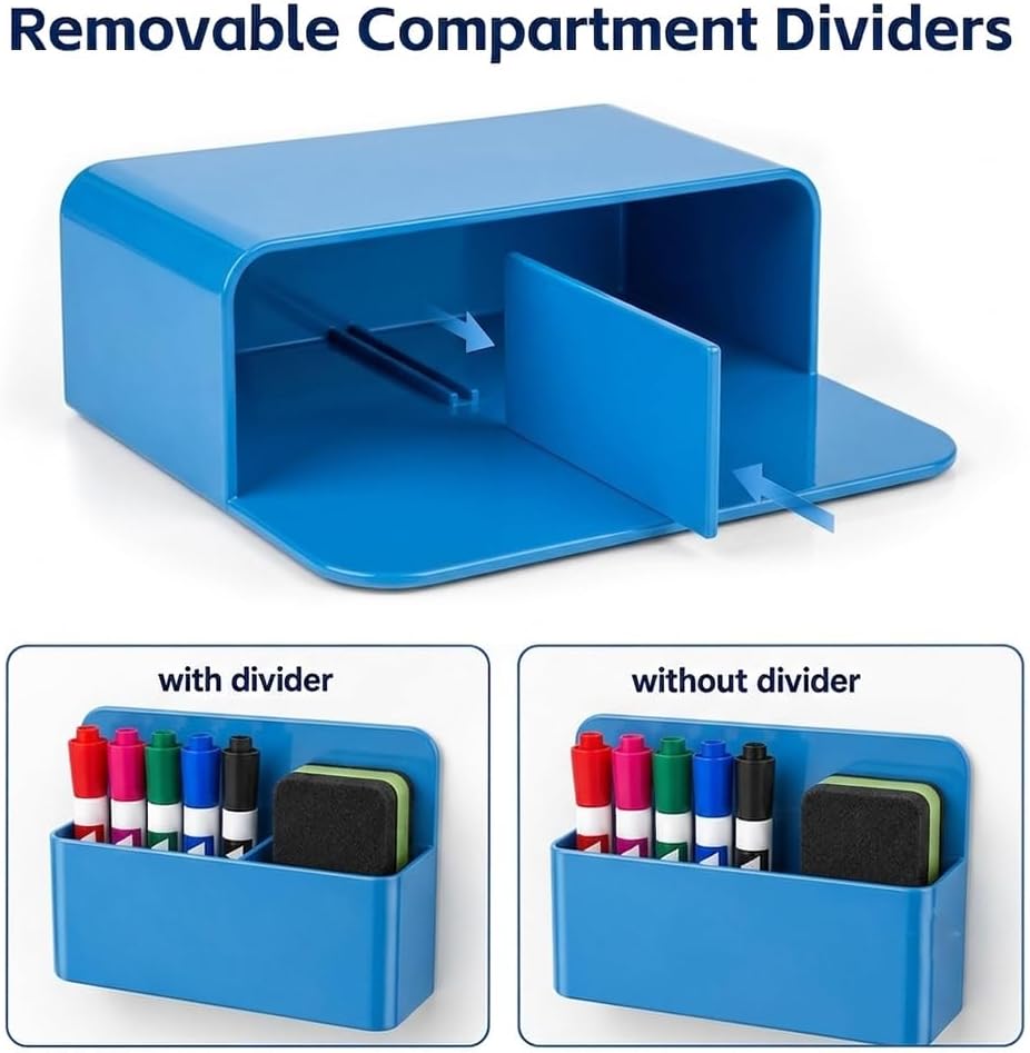 Magnetic Pencil Pen Holder, 2 PCS Magnetic Dry Erase Marker Holder for Whiteboard, Black White Magnet Storage Pencil Cup Case Fridge Organizers Locker Accessories for Office School Teacher Must Haves