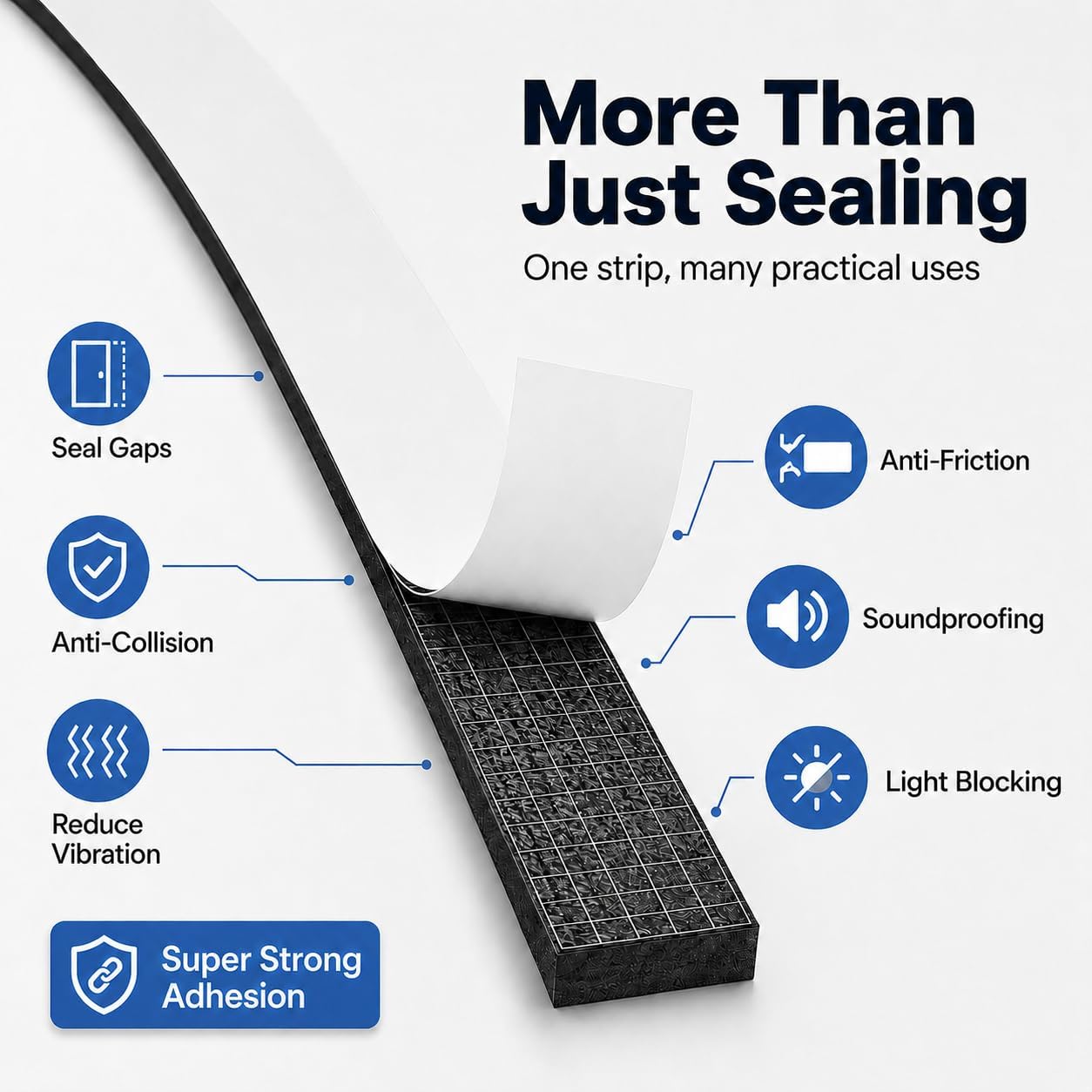 33FT EVA Foam Weather Stripping Door Seal, Self-Adhesive Weatherstrip AC Foam Tape for Door Frame, Window Gaps, Soundproof Insulation