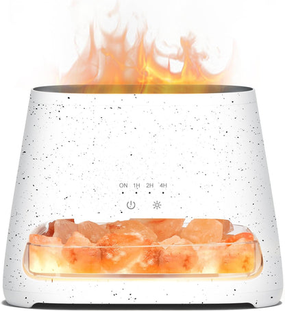 SALKING 2-in-1 Ultrasonic Essential Oil Diffuser & Himalayan Salt Lamp, Aromatherapy Diffuser Cool Mist Humidifier with Auto Off Function, 100% Pure Himalayan Pink Salt Rock, 150ml (Wooden Grain)