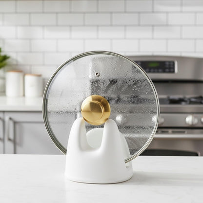 Nihow Ceramic Pot Lid Holder While Cooking for Kitchen Counter/Stove Top | Blue,Stable, Dishwasher Safe, Keep Counter Top Tidy and Clean,Water Proof,Saving Space,Heat Resistant