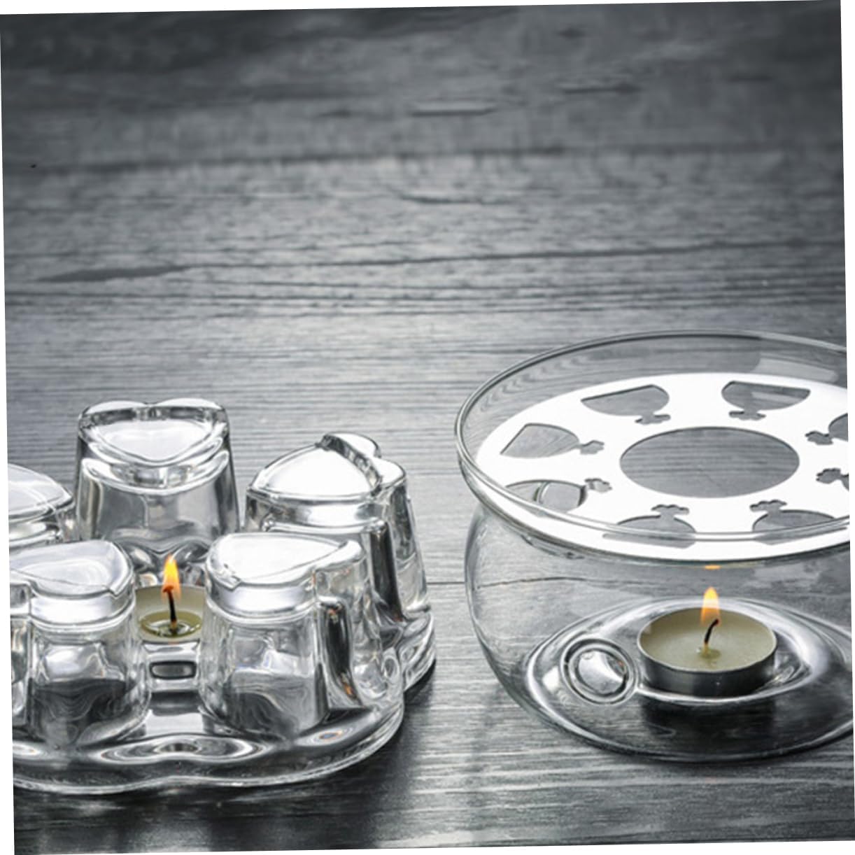 Glass Heart Base Tea Pot Warmer Stylish Insulated Heating Base for Glass Teapots Creative Design for Keeping Tea Warm and Functional Use
