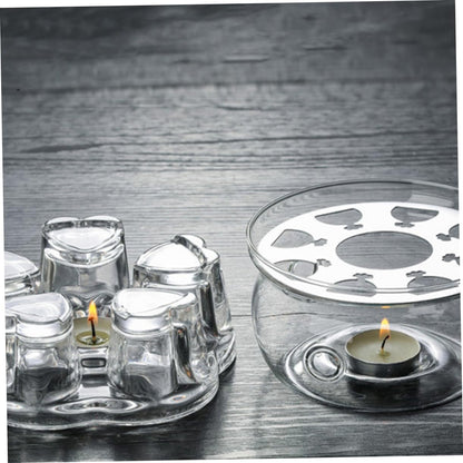 Glass Heart Base Tea Pot Warmer Stylish Insulated Heating Base for Glass Teapots Creative Design for Keeping Tea Warm and Functional Use