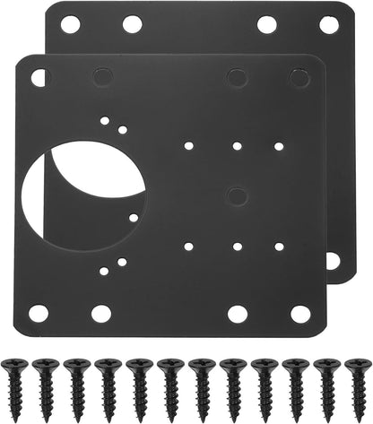 uxcell Cabinet Hinge Repair Plate, 2 Set 90mm/3.54" Stainless Steel Kitchen Cupboard Door Hinge Repair Plate Kit Includes Fixing Screws for Wooden Kitchen Cabinet Doors, Black