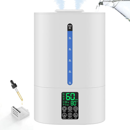 Coolfiqu 6L Humidifiers for Bedroom Large Room Home,Cool and Warm Humidifier for Baby and Plants Hot Mist Top Fill Desk Humidifier Oil Diffuser,Quiet,Auto Mode,360°Nozzle-Midnight Black(2026 Upgraded)