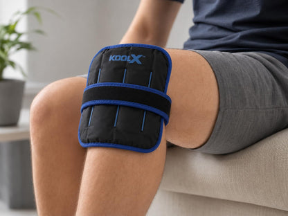 2 Pack KoolX Premium Gel Ice Packs for Injuries Reusable, Flexible Cold Wraps with Straps, Soft Plush & Nylon Sides, Extension Strap, Ice Pack for Knee, Back, Shoulder, Elbow & Calf - Medium + Large