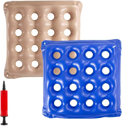 2-Pack Inflatable Waffle Cushion for Pressure Relief, Wheelchair Cushion for Pressure Redistribution, Portable Air Seat Cushions for Office Chair Car Seat, Breathable Seat Pad, Includes 1 Air Pumps