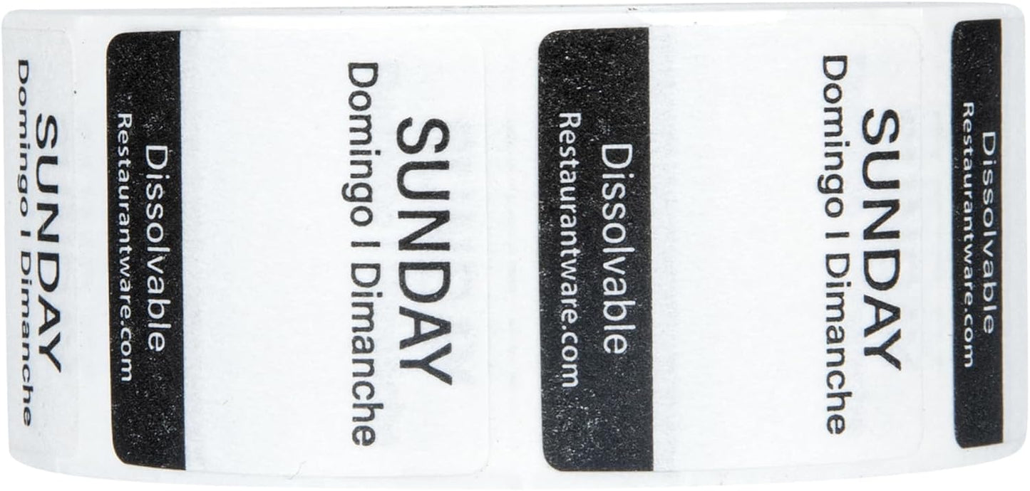 Restaurantware RW Smart 1 Inch x 1 Inch Food Rotation Labels 500 Dissolvable Food Safety Labels - Premium Trilingual Orange Paper Day Of The Week Labels For Food Storage Or Prep Saturday