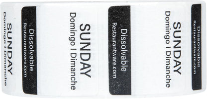 Restaurantware RW Smart 1 Inch x 1 Inch Food Rotation Labels 500 Dissolvable Food Safety Labels - Premium Trilingual Orange Paper Day Of The Week Labels For Food Storage Or Prep Saturday