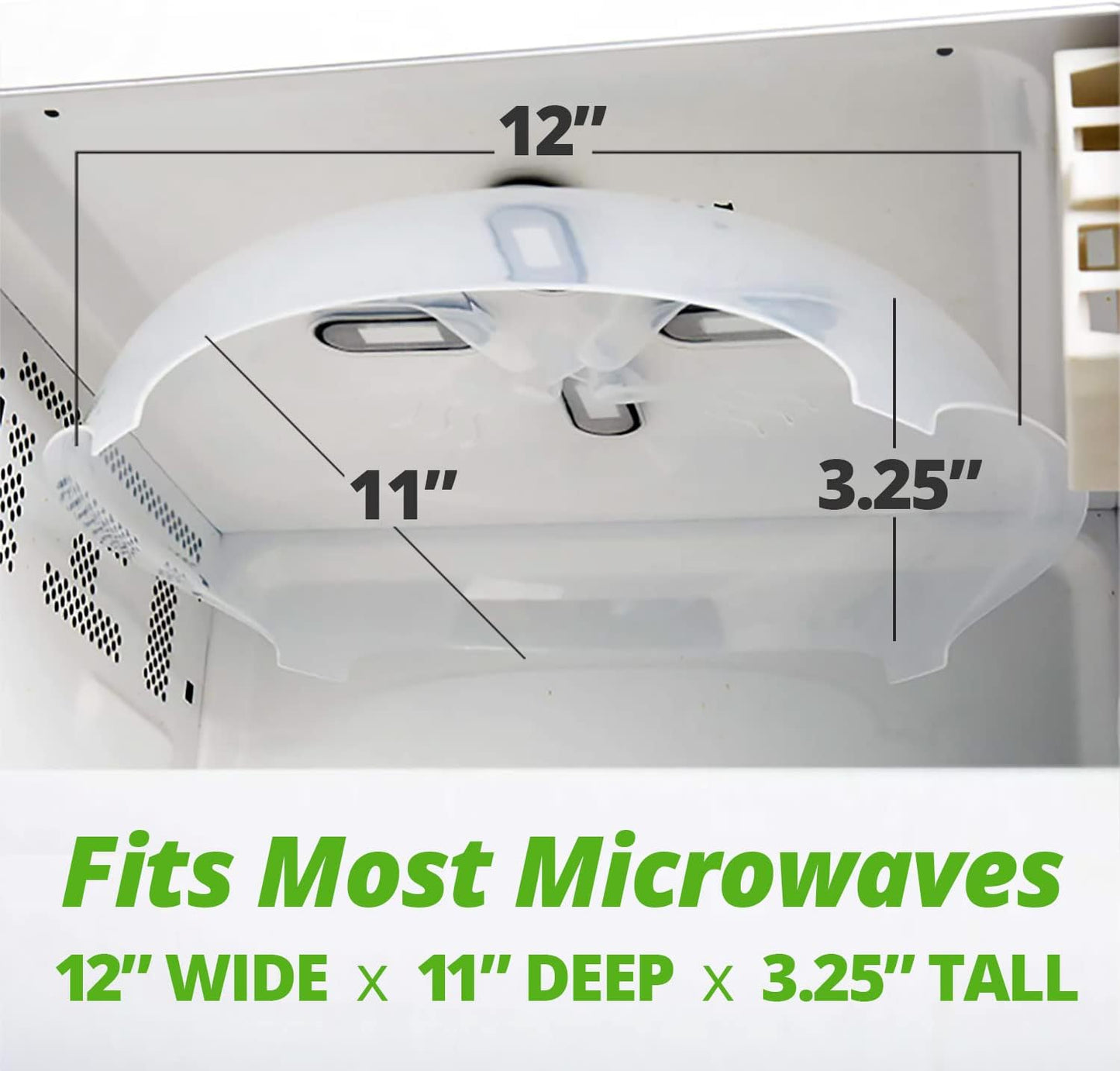HOVER COVER Magnetic Microwave Splatter Cover for Food - 12-Inch - Gray | BPA-Free Lid, Vented Plate Guard with Steam Vents, Anti-Splash Microwave Lid, Dishwasher Safe, Space-Saving Magnetic Storage
